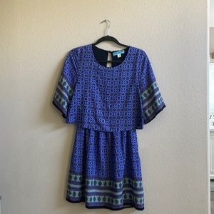 💛Dina Be, flare sleeve, bluish/purple, lined dress, Medium
